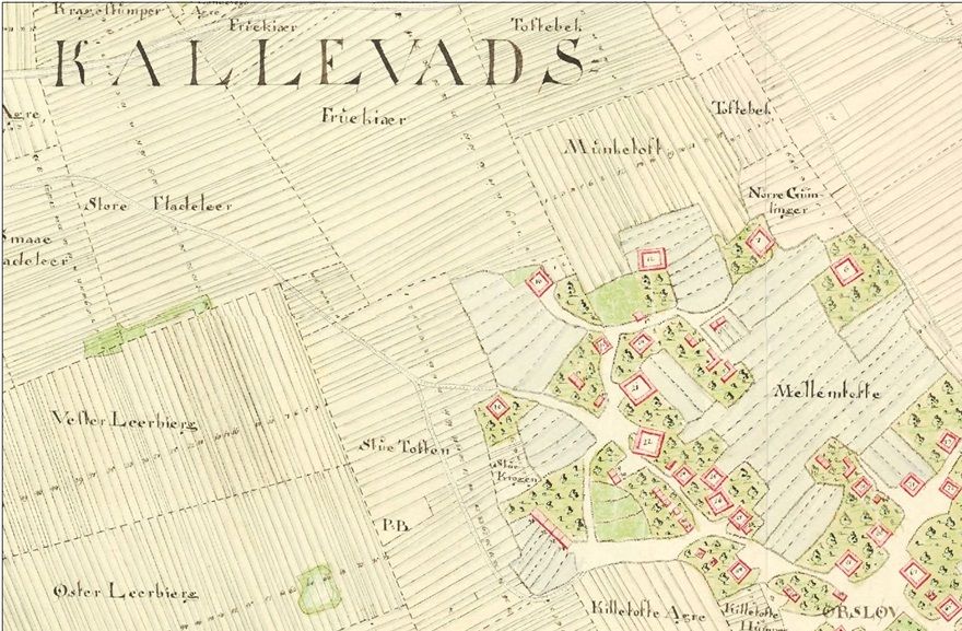 Udsnit af Rytterdistriktskortet fra 1770