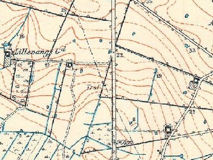 På dette kort fra 1937 ses den nye del af Ørslevvej indtegnet. Der er endnu ingen huse langs med vejen. Lavt målebordsblad, udgivet 1937. Geodatastyrelsen.